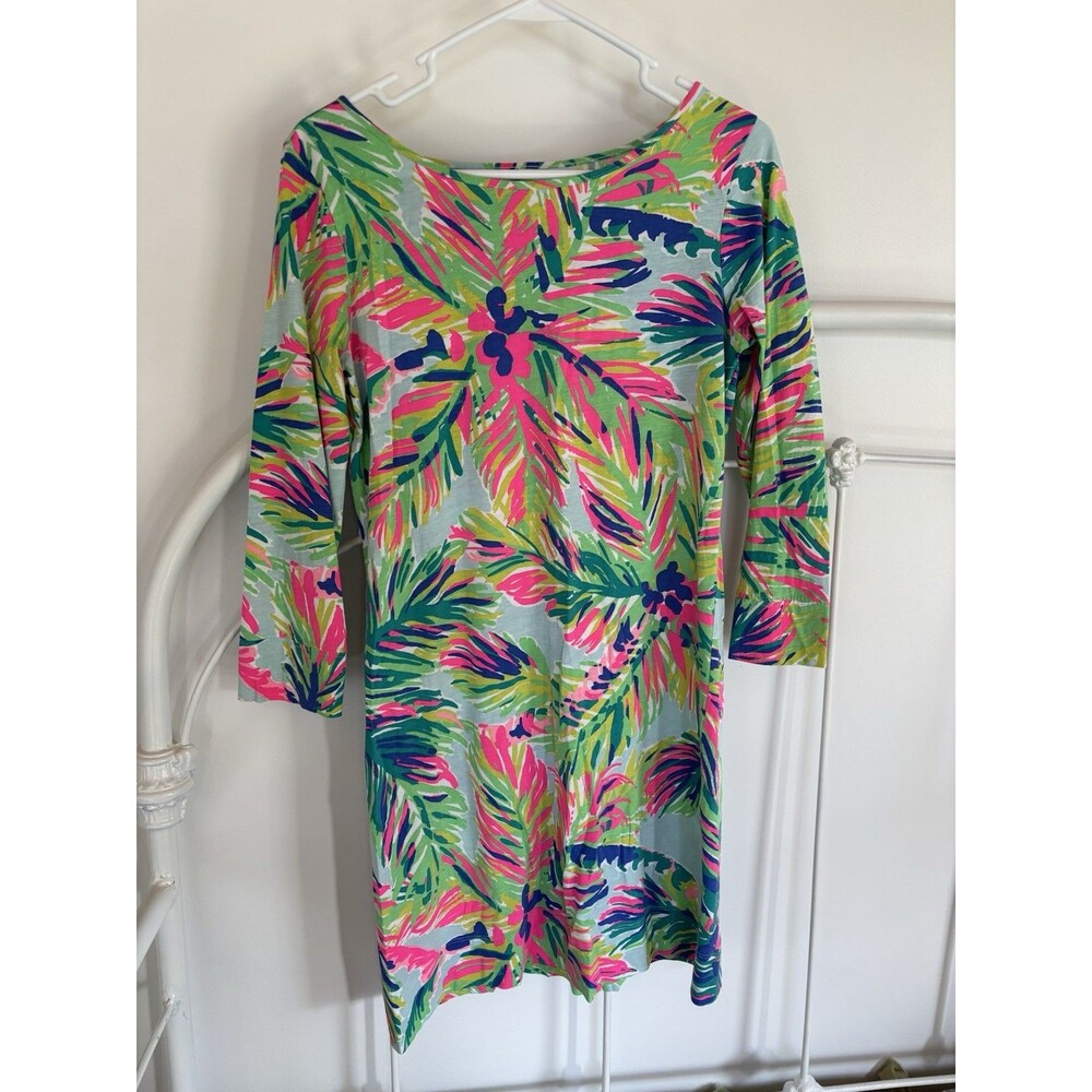 Lilly Pulitzer Marlowe Palm Print Dress sz Small Island Time Print EUC! resort